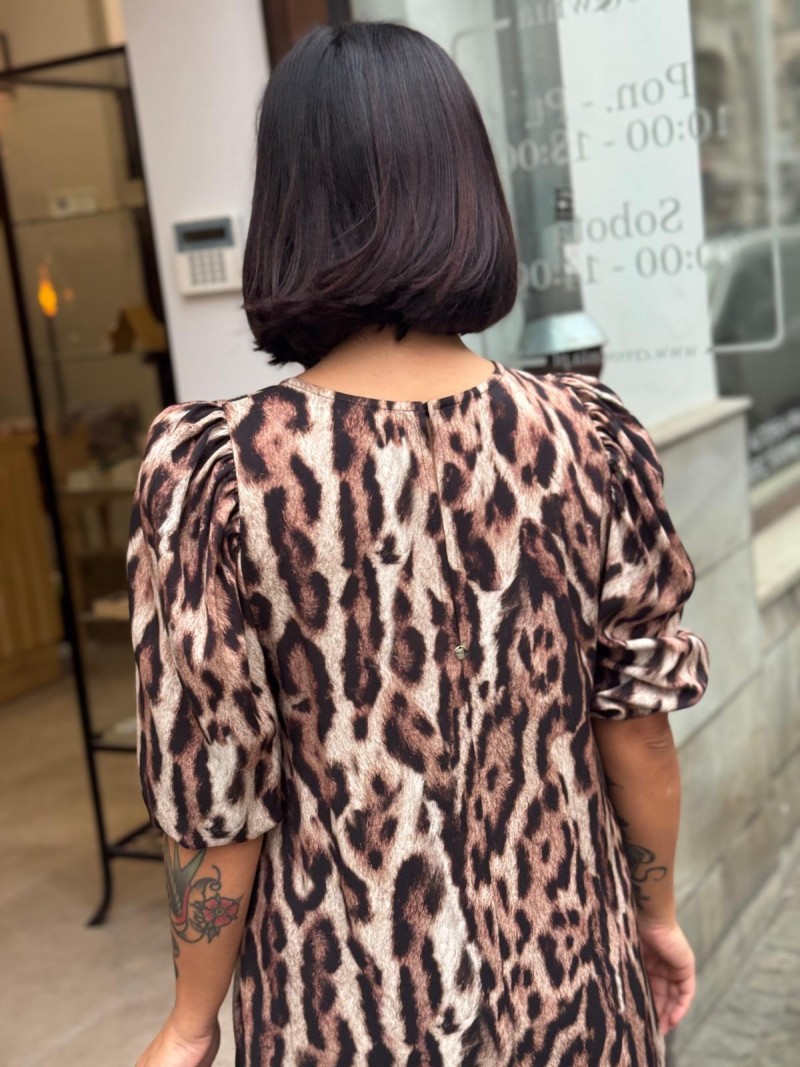 Miniatura produktu Sukienka Mini w panterkę i bufiastymi rękawkami Marie Panther