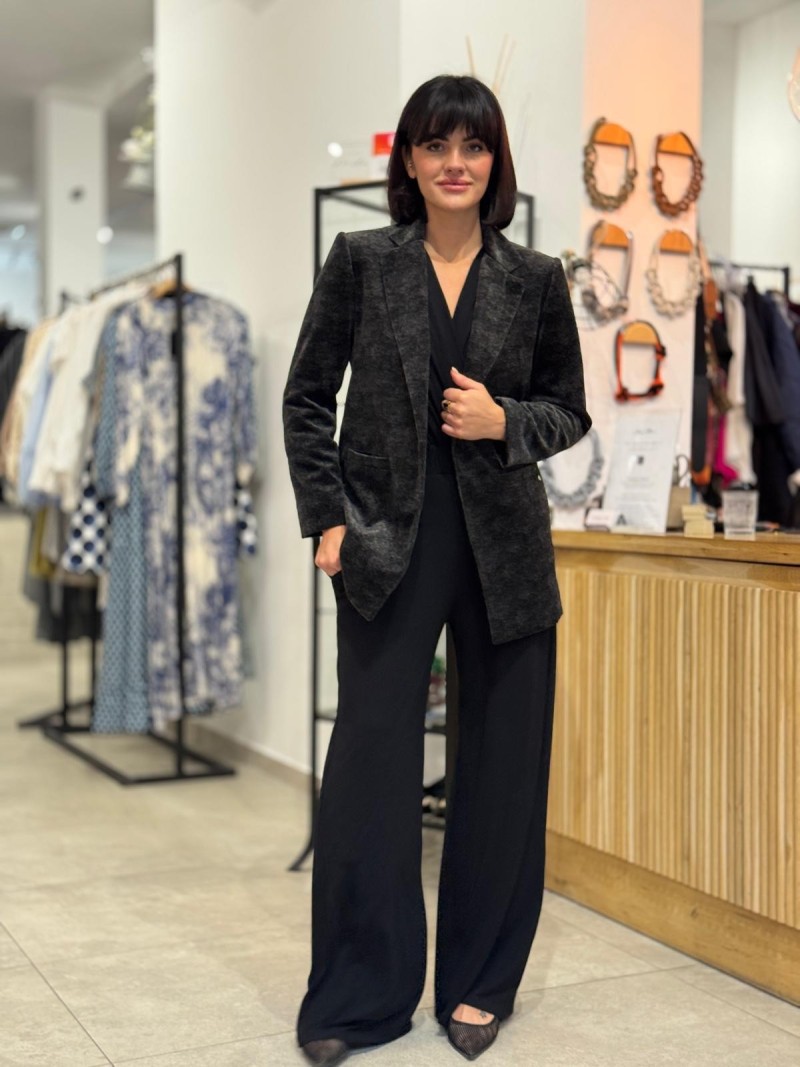 Miniatura produktu Czarny bawełniany Żakiet taliowany jednorzędowy Matteo