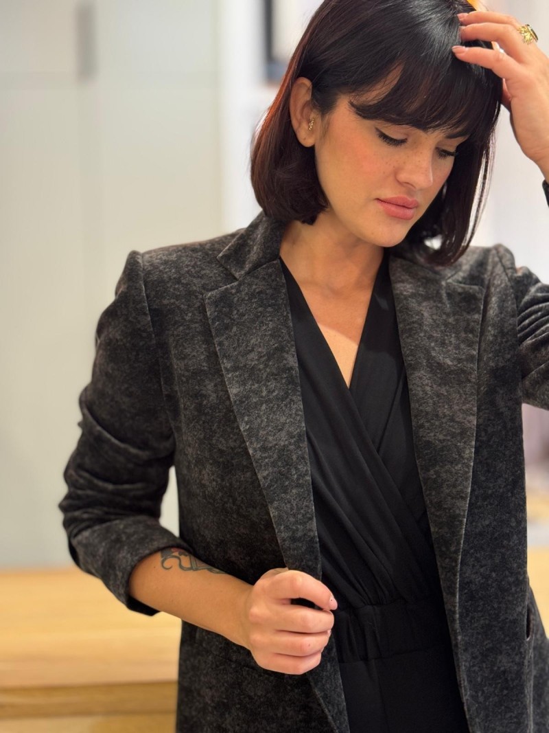 Miniatura produktu Czarny bawełniany Żakiet taliowany jednorzędowy Matteo