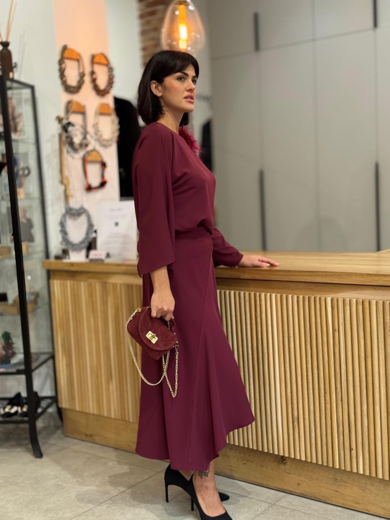 Miniatura produktu Rozkloszowana Spódnica midi w kolorze bordowym Widia Bordo