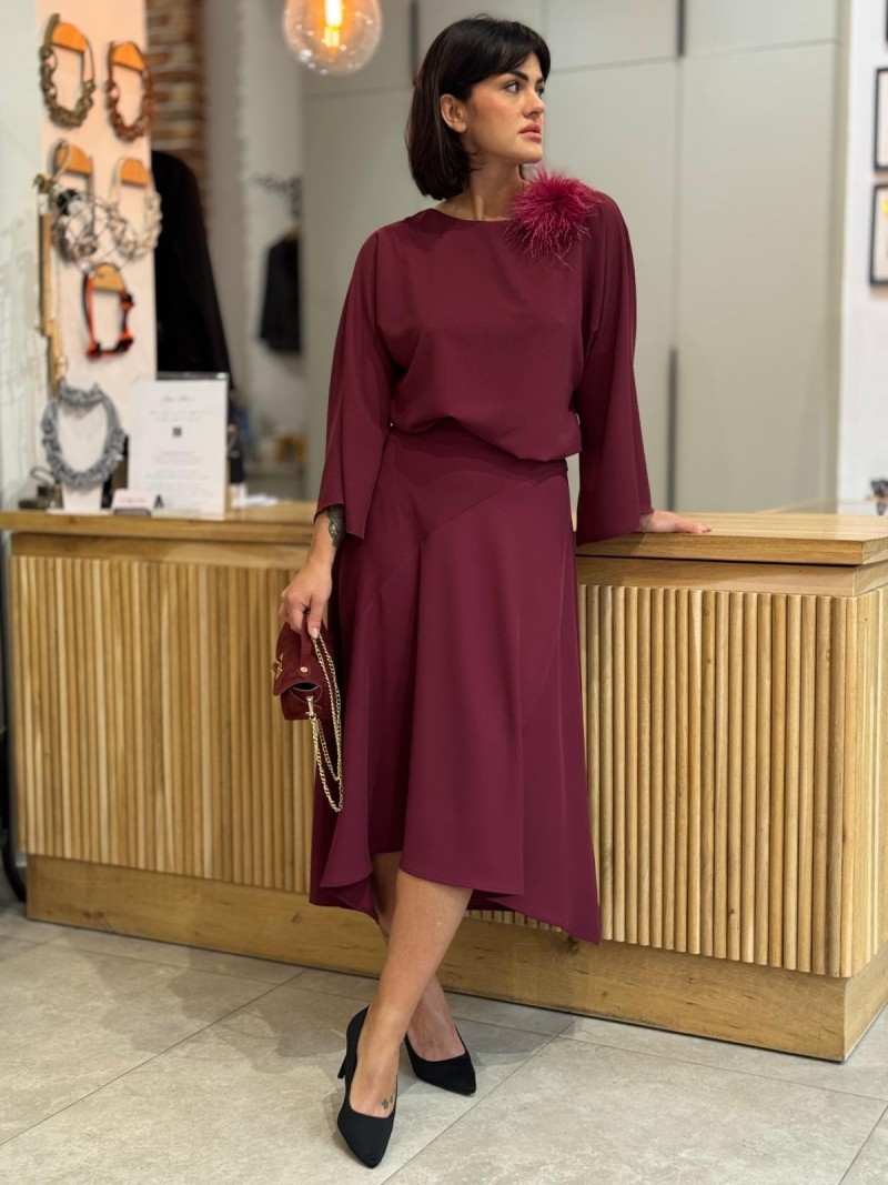 Miniatura produktu Rozkloszowana Spódnica midi w kolorze bordowym Widia Bordo