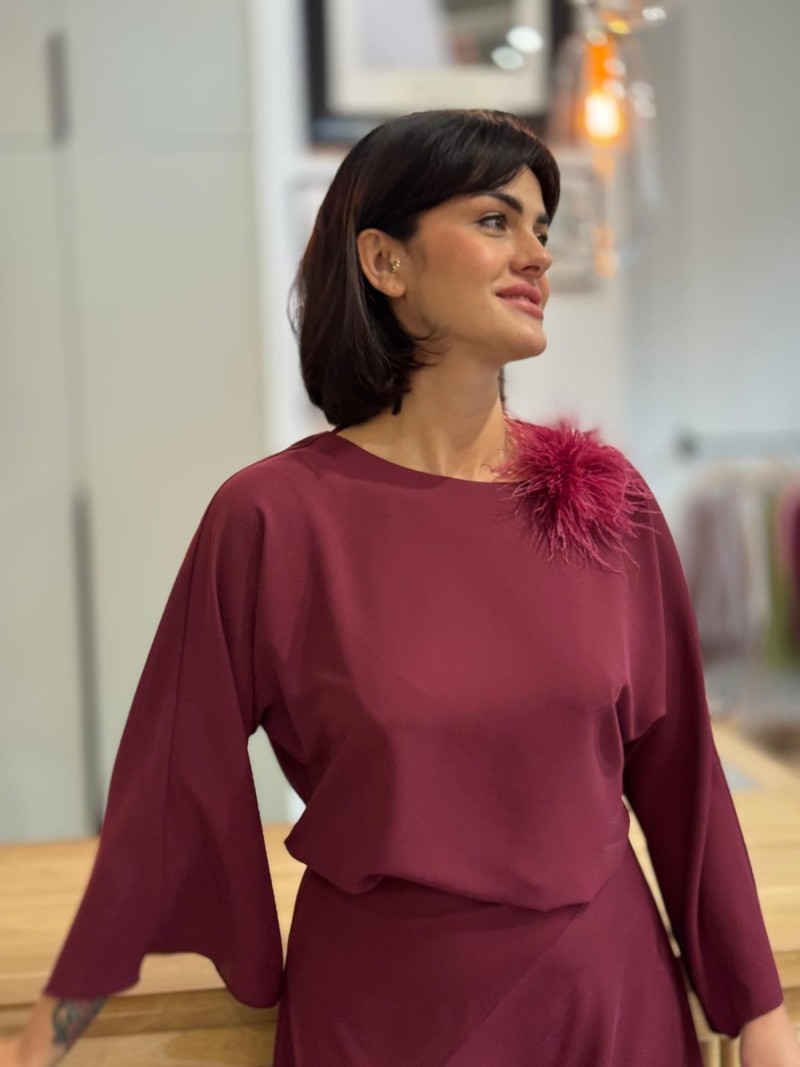 Miniatura produktu Bordowa bluzka z kielichowym rękawem i odkrytymi plecami Rosie Bordo