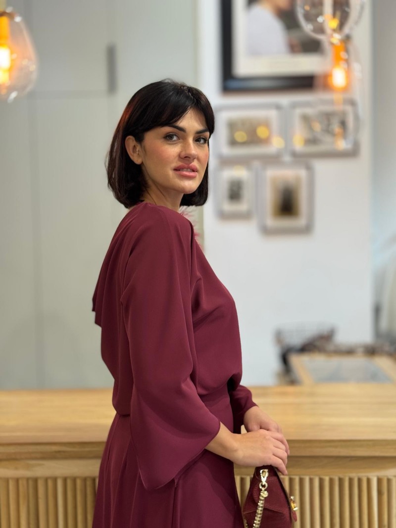 Miniatura produktu Bordowa bluzka z kielichowym rękawem i odkrytymi plecami Rosie Bordo