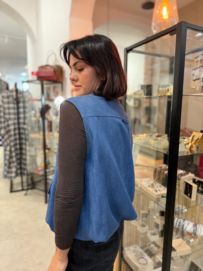 Miniatura produktu Niebieska Kamizelka na zamek z kieszeniami Gilet Jeans