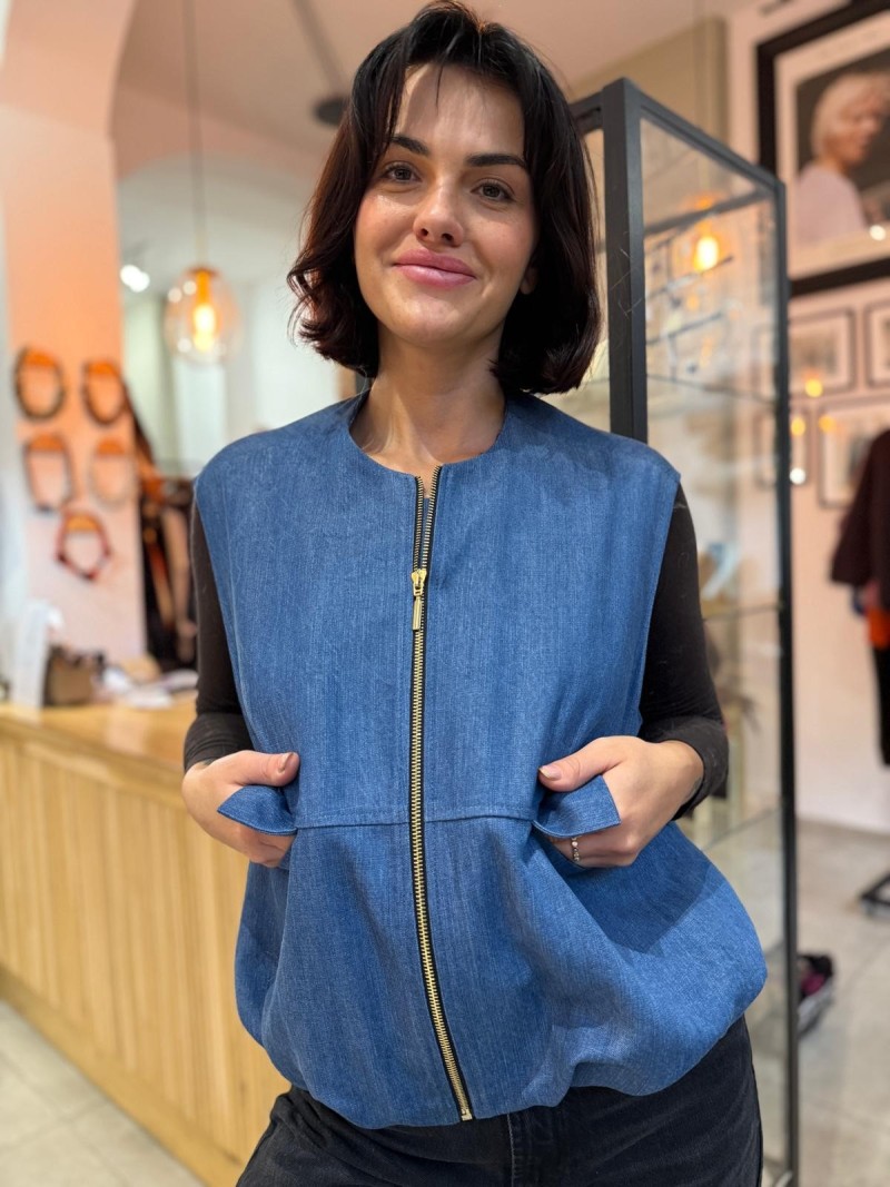 Miniatura produktu Niebieska Kamizelka na zamek z kieszeniami Gilet Jeans