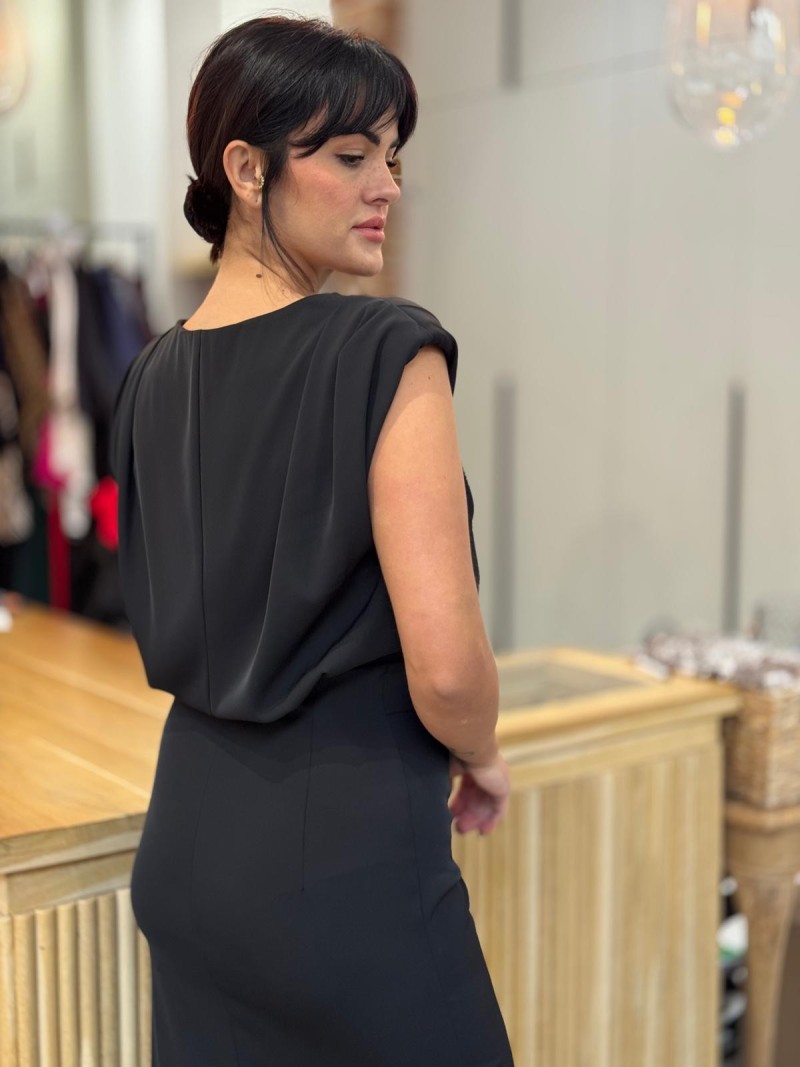 Miniatura produktu Czarna Sukienka midi z rozcięciem i dopasowanym dołem Vera Black