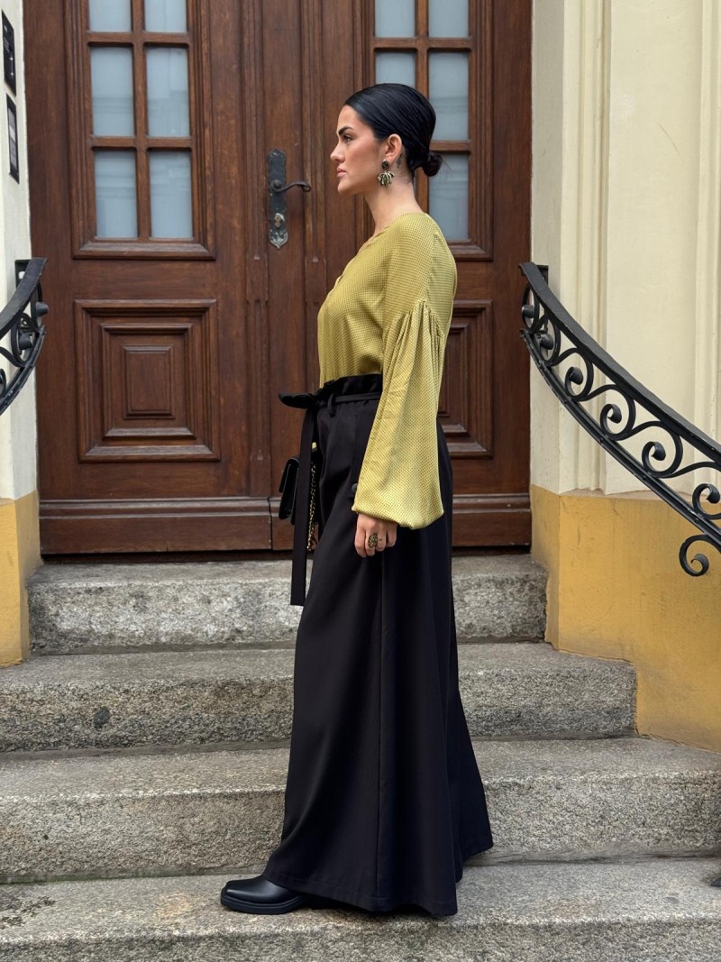 Miniatura produktu Szerokie Spodnie w kolorze czarnym z ozdobną falbanką Paris Maxi Black