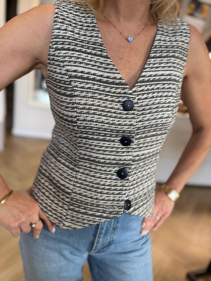 Prążkowana Kamizelka taliowana z wełną jagnięcą Olena Wool&Ston