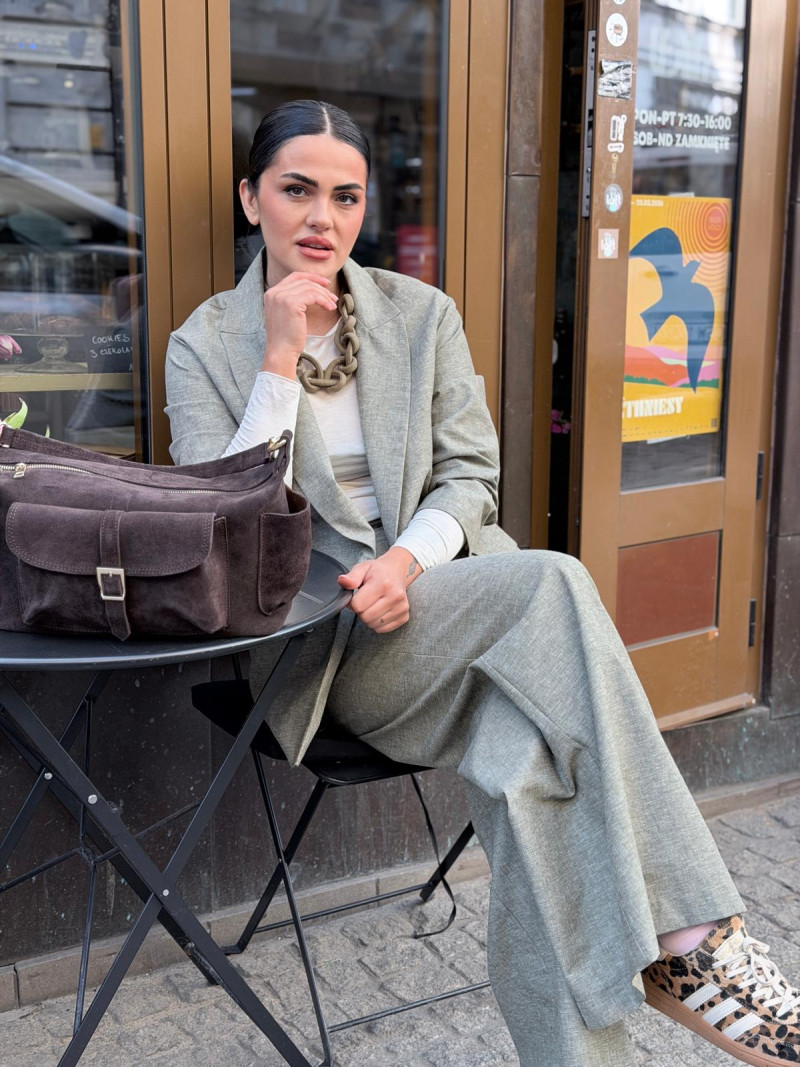 Miniatura produktu Lniane Spodnie w kolorze szaro-zielonym z szerokimi nogawkami Caroline Len&Green