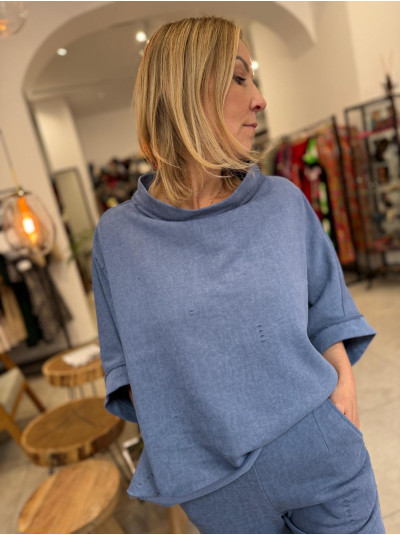 Bluza oversize Butterfly Blue