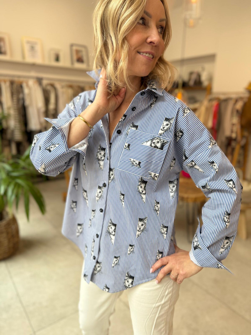 Miniatura produktu Koszula Bawełniana w paski z kołnierzykiem zapinana na guziki Victor Cats