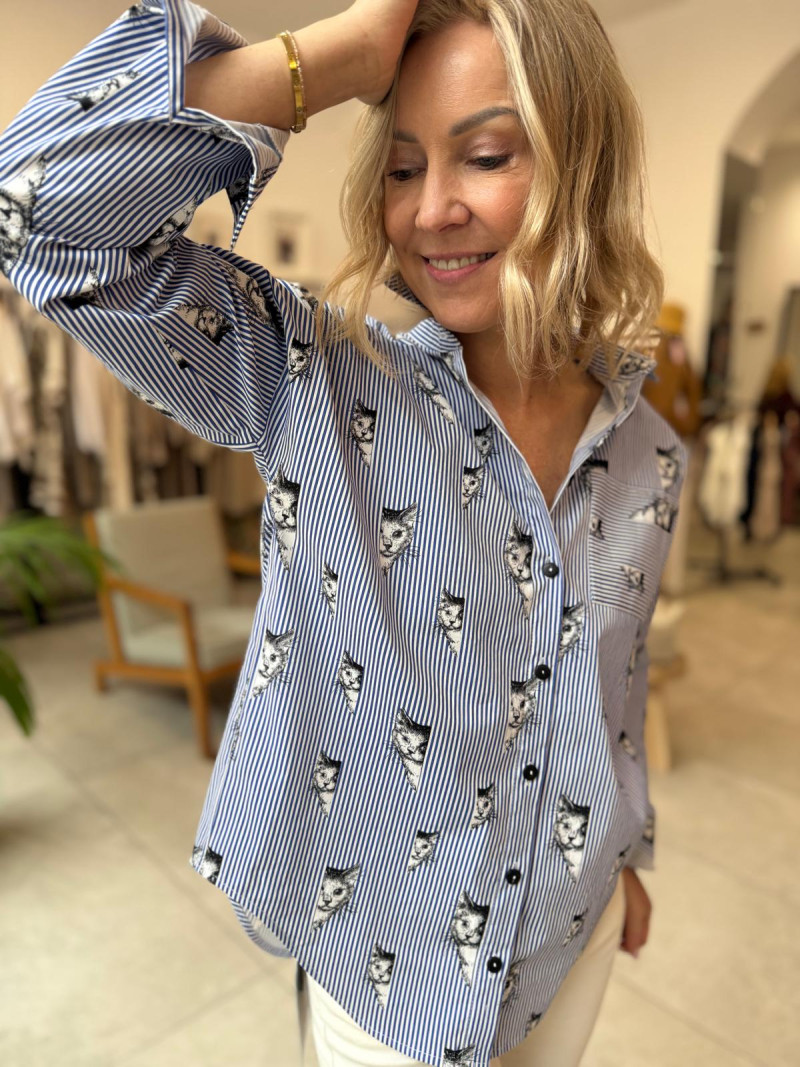 Miniatura produktu Koszula Bawełniana w paski z kołnierzykiem zapinana na guziki Victor Cats