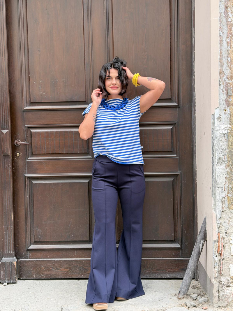 Miniatura produktu Bawełniany T-shirt w paski w kolorze niebieskim Matt Blue&White