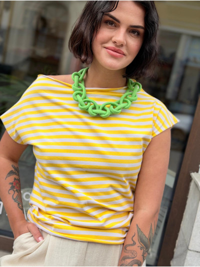 Bawełniany T-shirt w paski w kolorze żółtym Matt Yellow&White