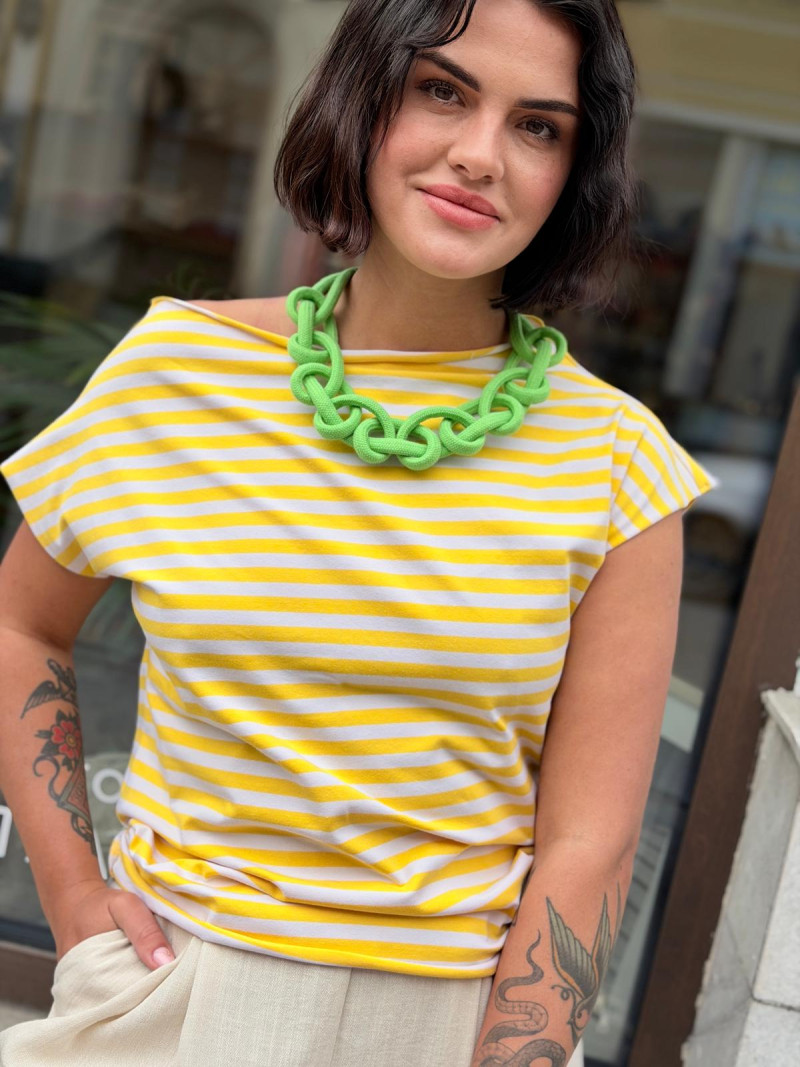 Miniatura produktu Bawełniany T-shirt w paski w kolorze żółtym Matt Yellow&White