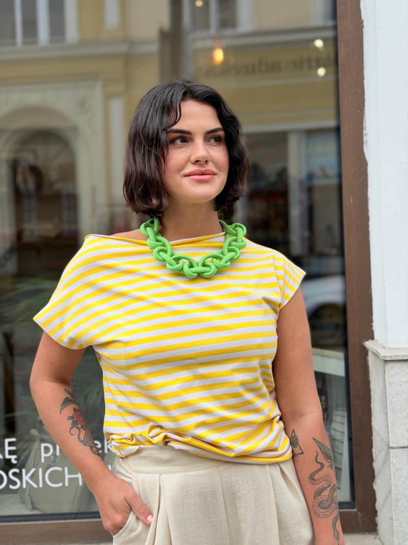 Miniatura produktu Bawełniany T-shirt w paski w kolorze żółtym Matt Yellow&White