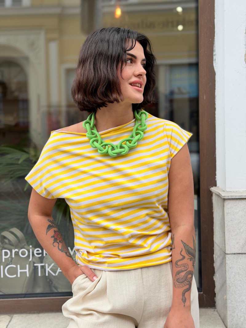 Miniatura produktu Bawełniany T-shirt w paski w kolorze żółtym Matt Yellow&White