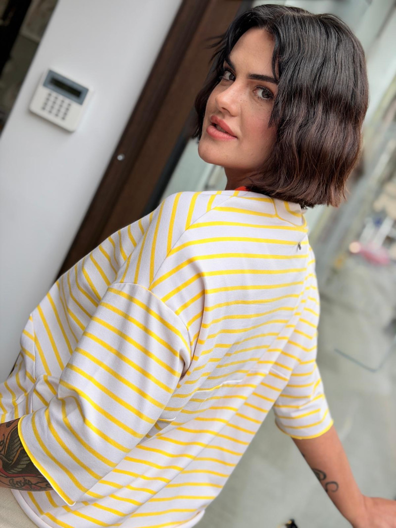 Miniatura produktu Bluza bawełniana asymetryczna w żółto-białe paski Ivonne Yellow&White