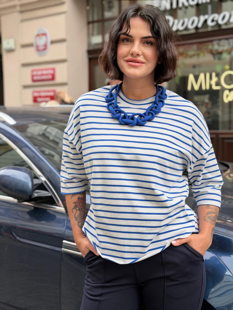 Miniatura produktu Bluza bawełniana asymetryczna w niebiesko-białe paski Ivonne Blue&White