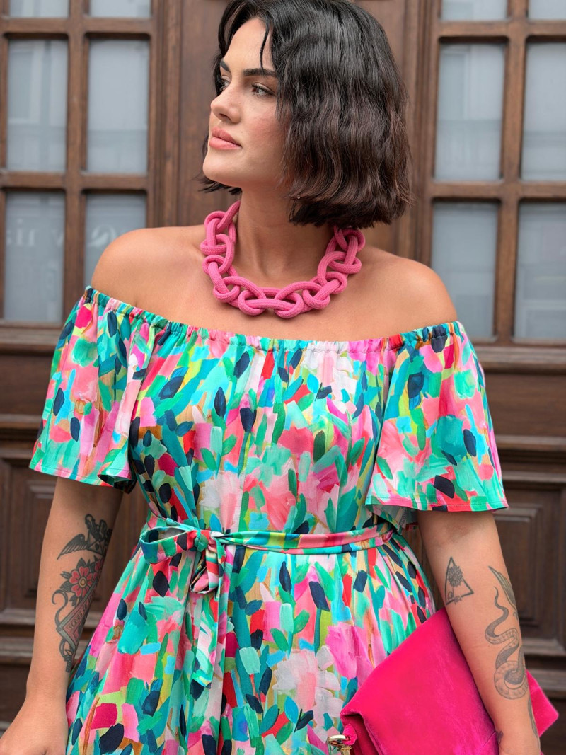 Miniatura produktu Wzorzysty Wiskozowy Kombinezon z szeroką nogawką i hiszpańskim dekoltem Spain Multicolor