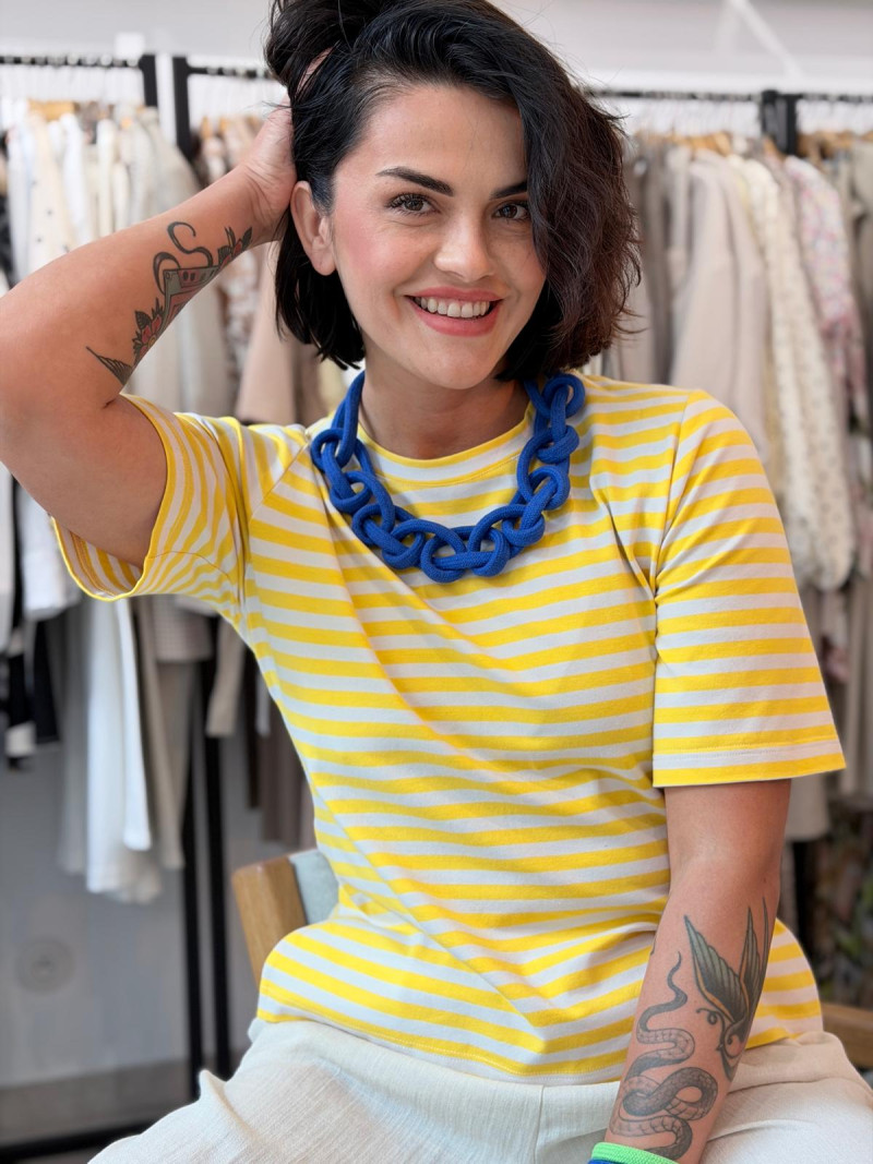 Miniatura produktu Bawełniany T-shirt w paski w kolorze żółtym Matt Yellow&Beige