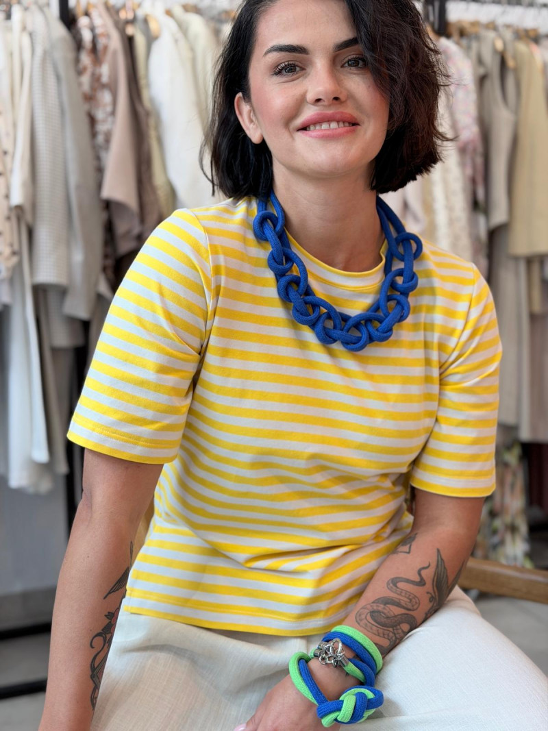 Miniatura produktu Bawełniany T-shirt w paski w kolorze żółtym Matt Yellow&Beige