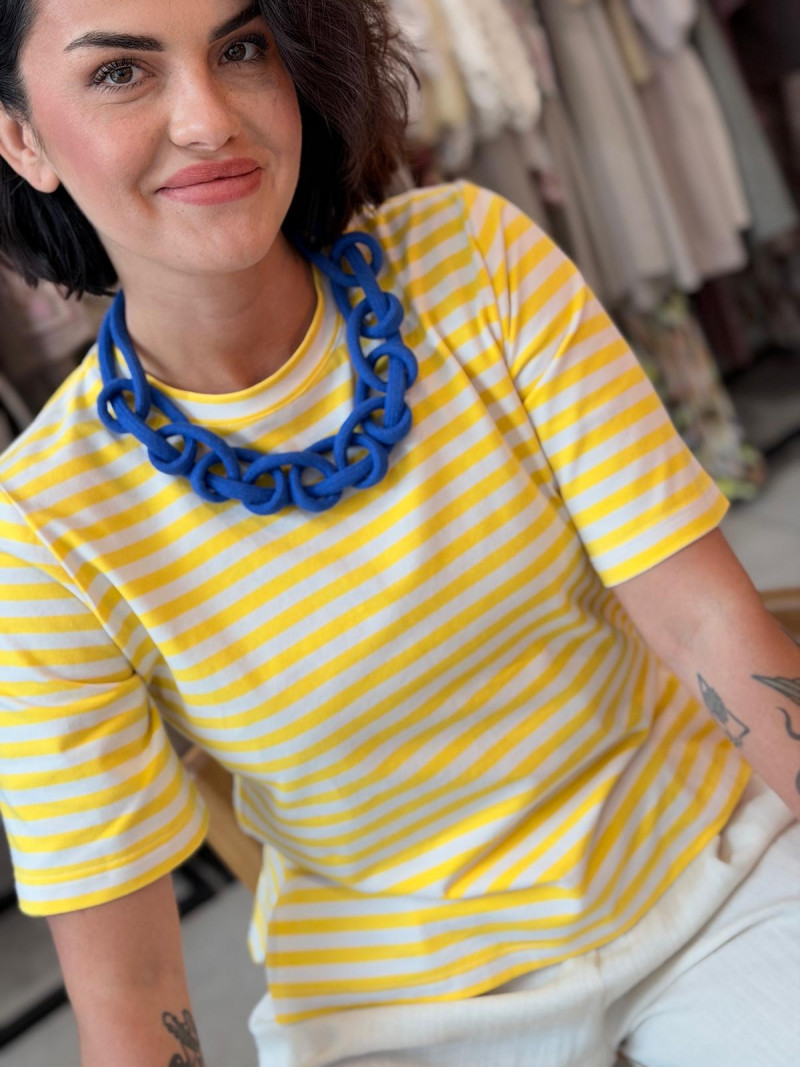 Miniatura produktu Bawełniany T-shirt w paski w kolorze żółtym Matt Yellow&Beige