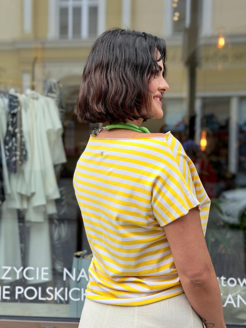 Miniatura produktu Bawełniany T-shirt w żółto-białe paski Cleo Yellow&White