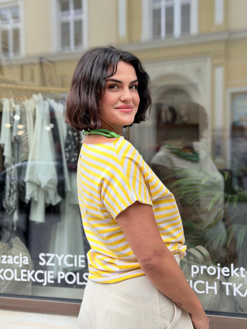 Miniatura produktu Bawełniany T-shirt w żółto-białe paski Cleo Yellow&White