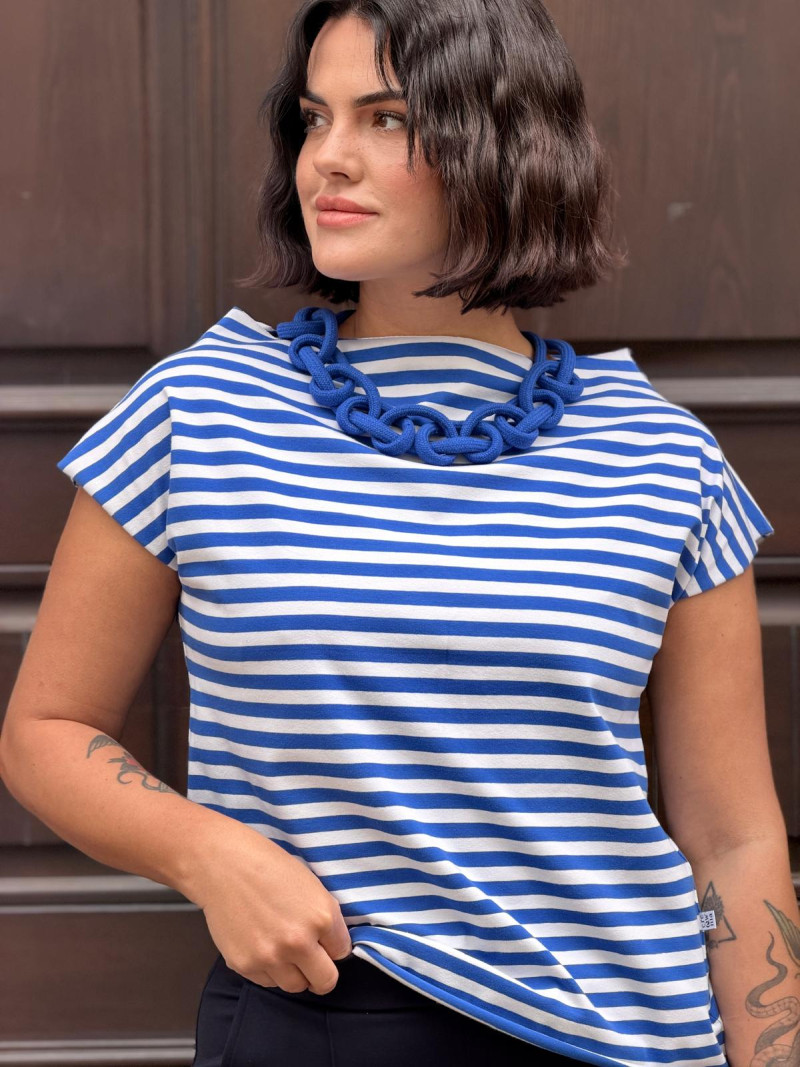 Miniatura produktu Bawełniany T-shirt w niebiesko-białe paski Cleo Blue&White