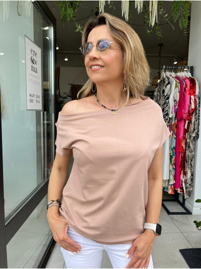 Bawełniany T-shirt Cleo Beige