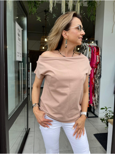 Bawełniany T-shirt Cleo Beige