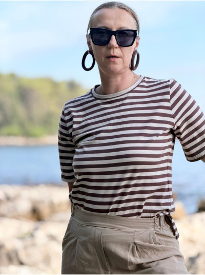 Bawełniany T-shirt w paski Matt B&B