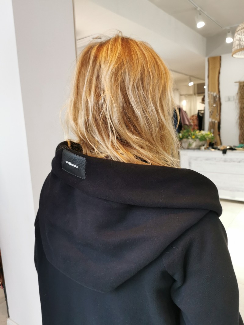 Miniatura produktu Czarny Bawełniany Płaszcz z kapturem bez zapięcia David Black