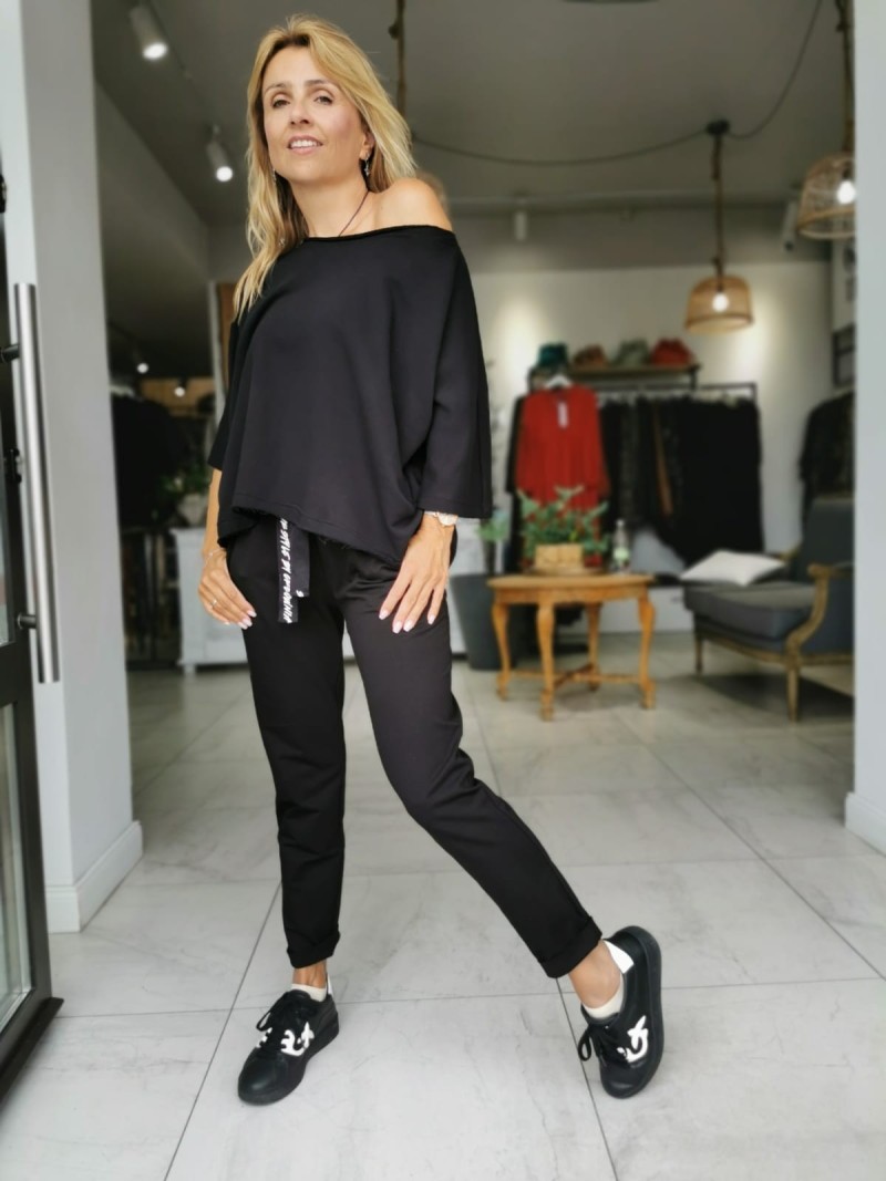 Miniatura produktu Bawełniane czarne Spodnie Cygaretki na gumce Joycs Black