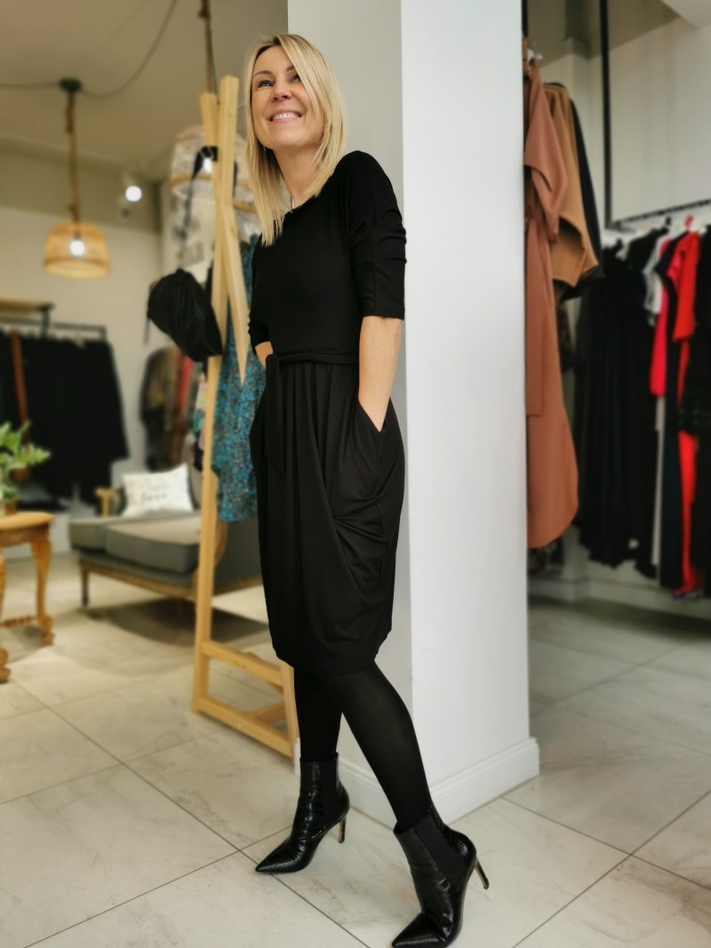 Miniatura produktu Sukienka Mini z wiskozy w kolorze czarnym z dopasowaną górą Clarisa Short Black