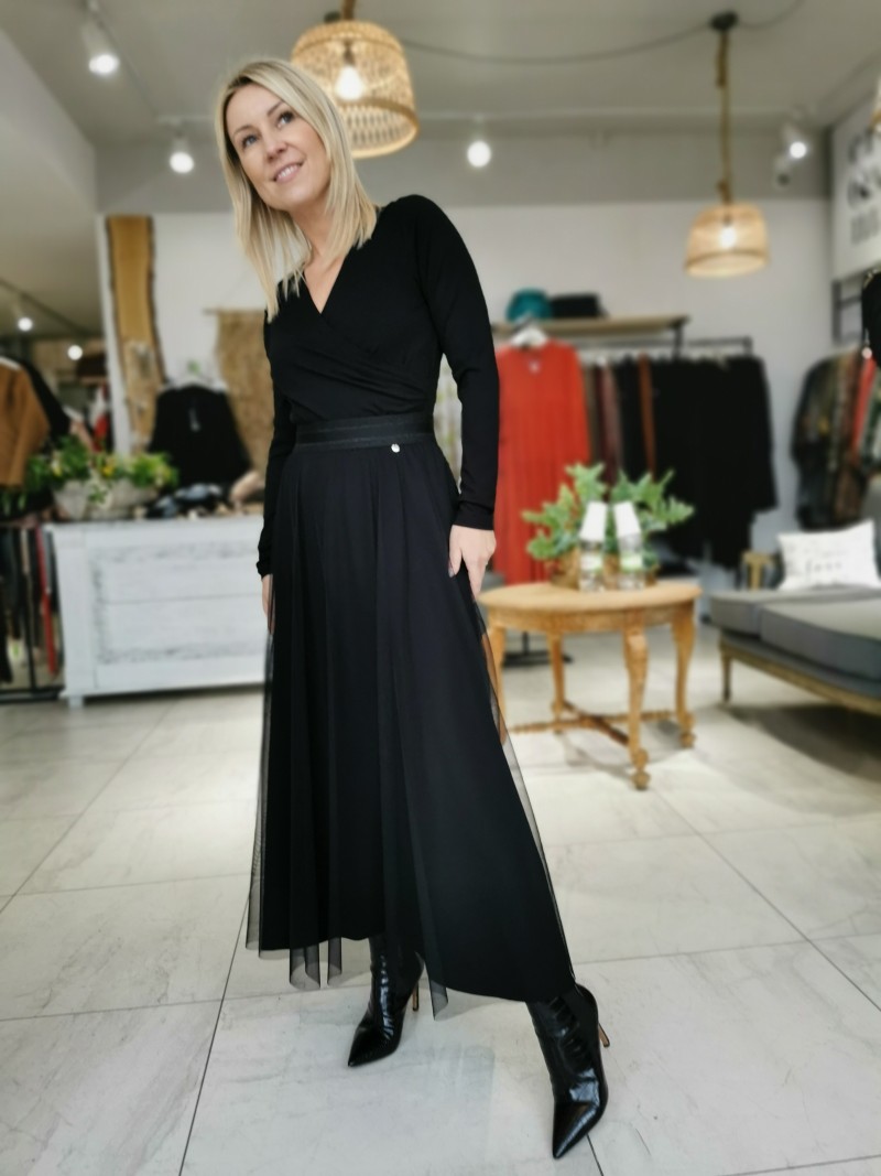 Miniatura produktu Czarna Wiskozowa Bluzka kopertowa na długi rękaw Joline Black