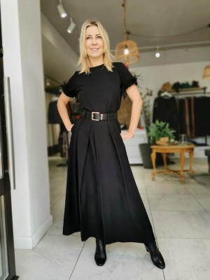 Czarna Spódnica trapezowa maxi Amara Black